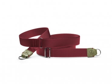 Leica dragonne, textile et cuir rouge