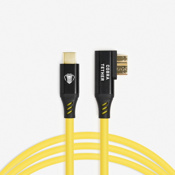 CobraTether USB-C - USB-Micro-B Cable 10m Straight to 90° Yellow